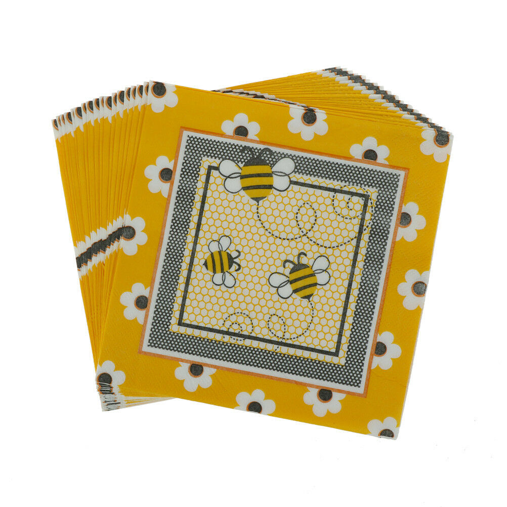 20pcs bee paper napkins serviettes wedding party birthday decor supplies DD