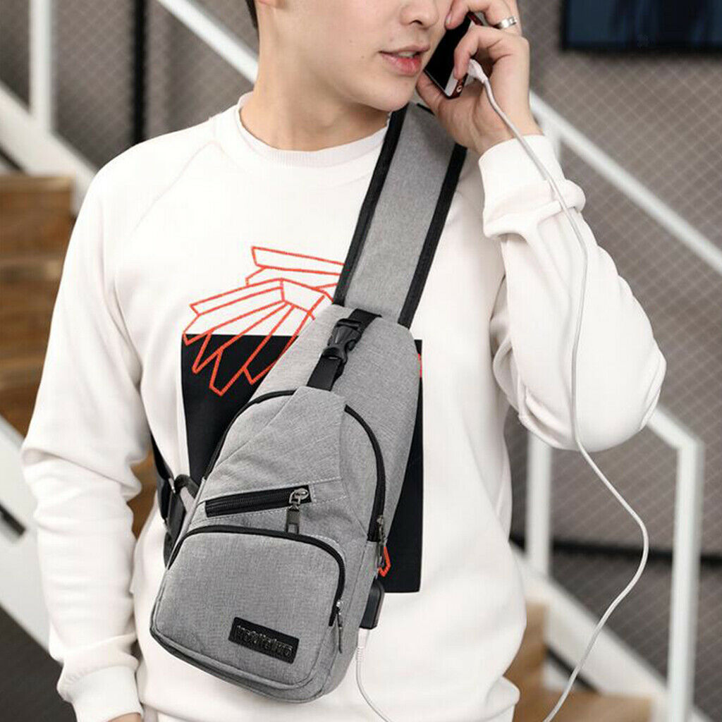 2x Mens Sling Backpack Water Resistant Shoulder Chest Crossbody Sling Bag