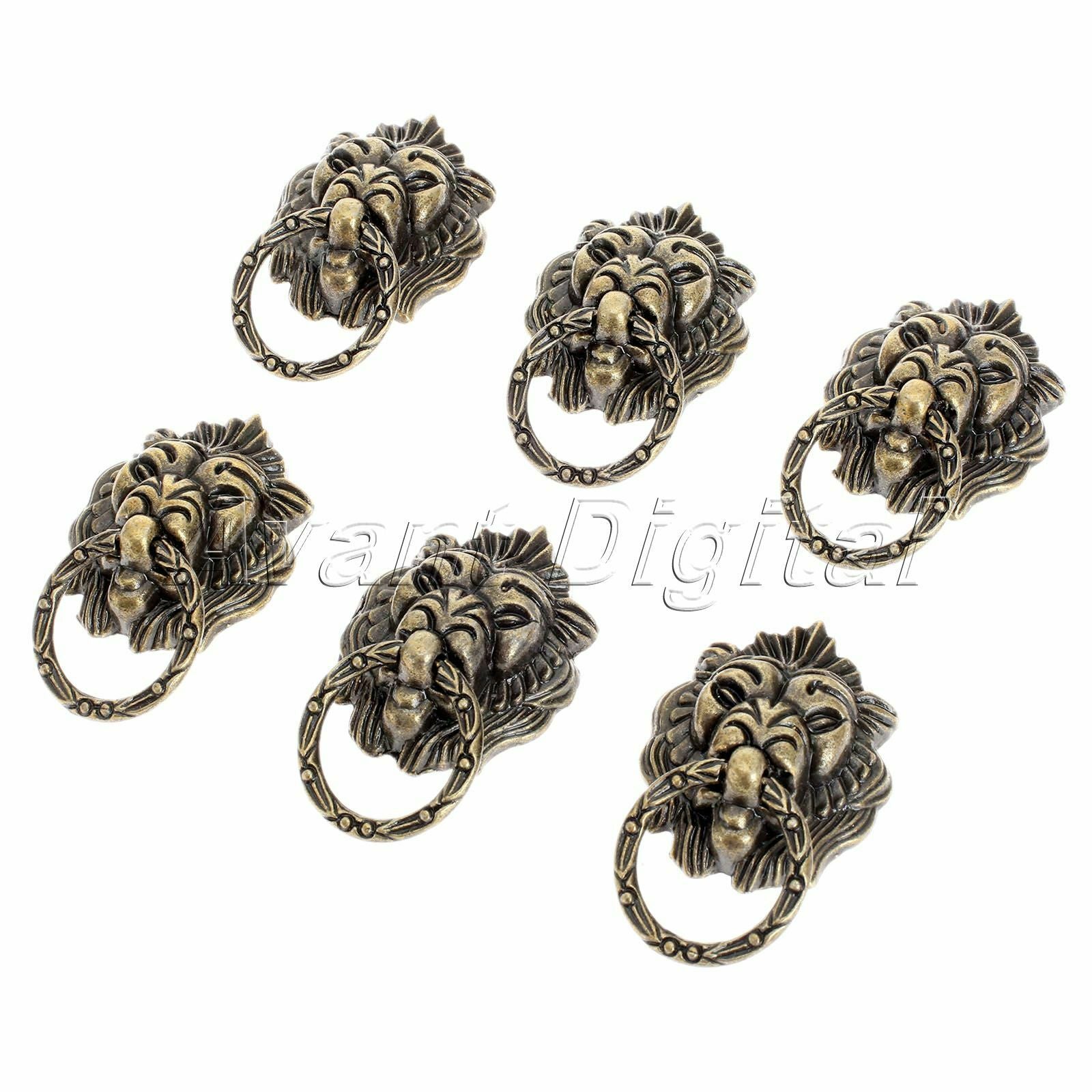 6Pcs High Quality Lion Head Jewelry Box Cabinet Drawer Knob Ring Pull Handle Hot
