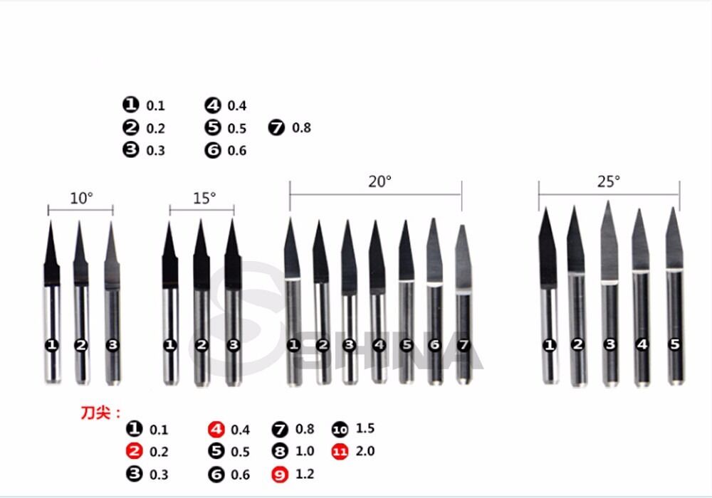 5x 6mm 90deg 0.2mm Tungsten Carbide Engraving Bits CNC Router Tool