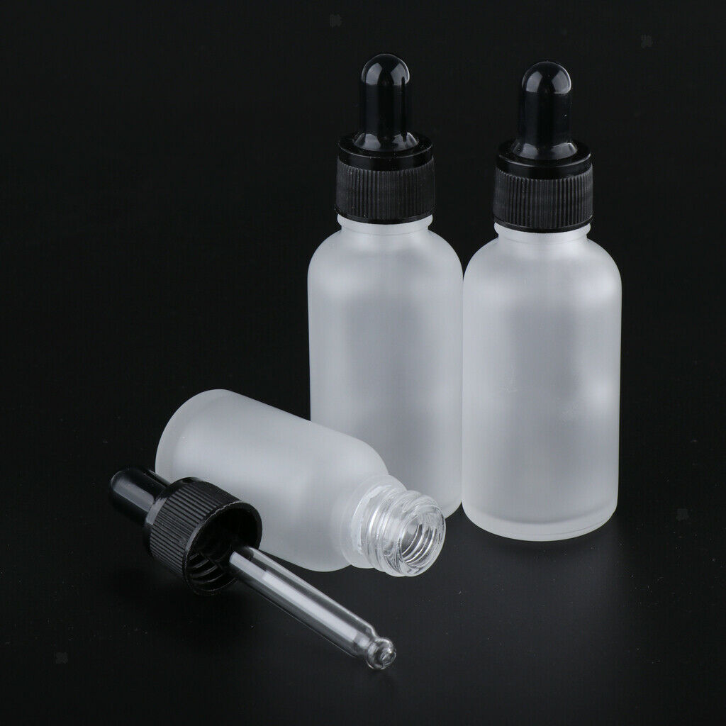 3Pcs 30ml Frosted Glass Mini Refillable Essential Oil Dropper Bottles
