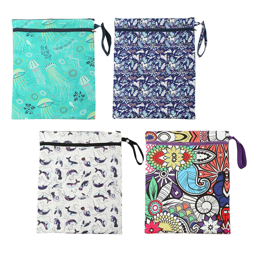 Waterproof Reusable Zip Pouch Infant Wet Dry Bag Cloth Diaper Nappy Green
