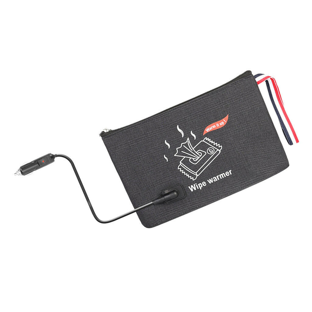 Car Auto Portable Baby Wipe Heater Bags Napkin Thermostat Heating Black