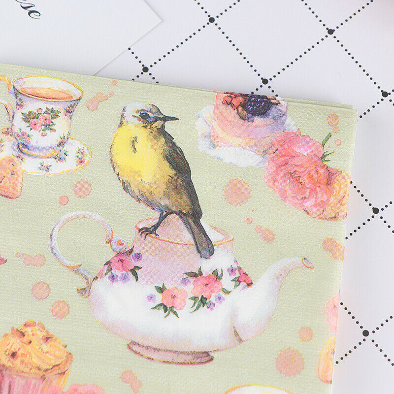 20pcs Flower and Bird Decoupage Napkin Paper Tissue for Xmas Wedding Dec_DD