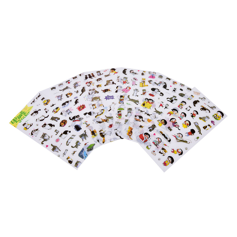 6 Pcs/Pack Korea Transparent Pvc Stickers Cute Cat Diary Photo Album Stic.l8