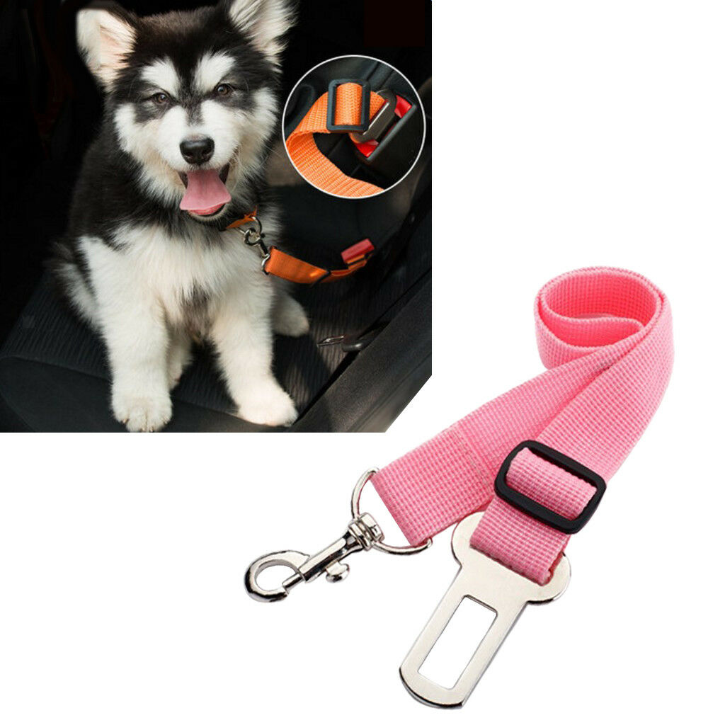 Dog Pet Car Seat Belt Safety Restraint Harness Lead Safe Buckle Clip Pink