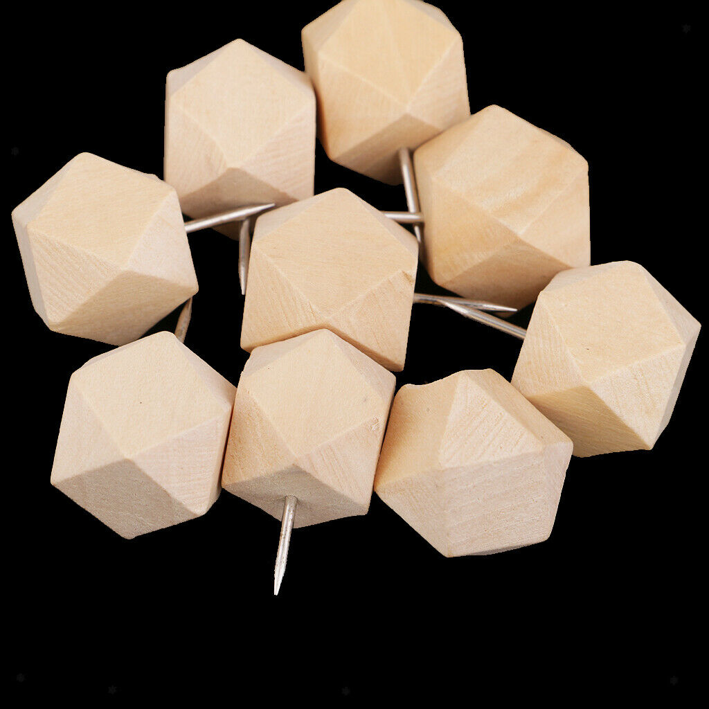 9 Pieces Wooden Push Pin Diamond Phombus Drawing Pins for Cork Board Map