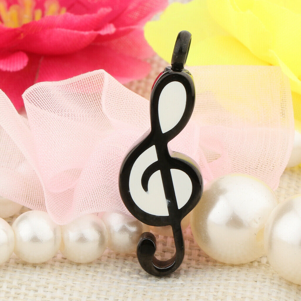 Music Note Urn Pendant Ash Stainless Steel Cremation Jewelry Black White
