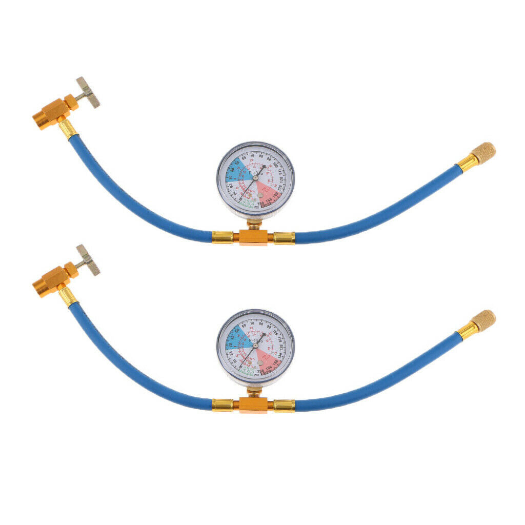 R134A to R12/R22 Car A/C Refrigerants Recharge Hose Pipe 350PSI 2 Pcs Blue