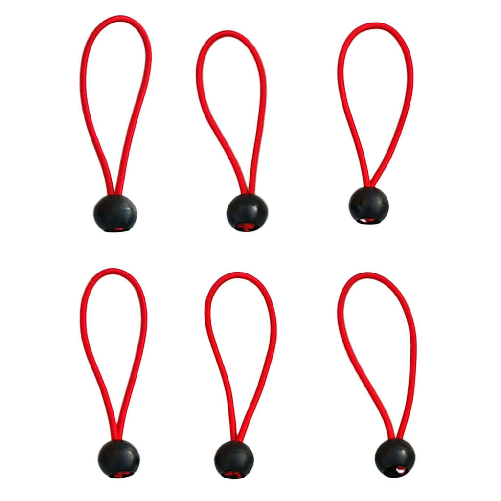 6Pcs 6inch Ball Bungee Loop Cord Tie Down Strap Wire Fix Canopy Tarp Tent Red