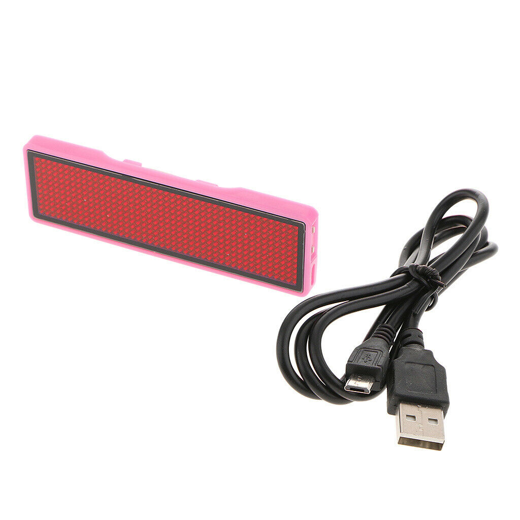 Programmable 4 Words LED Scrolling Bar Badge Name Tag Pink Shell Red Word