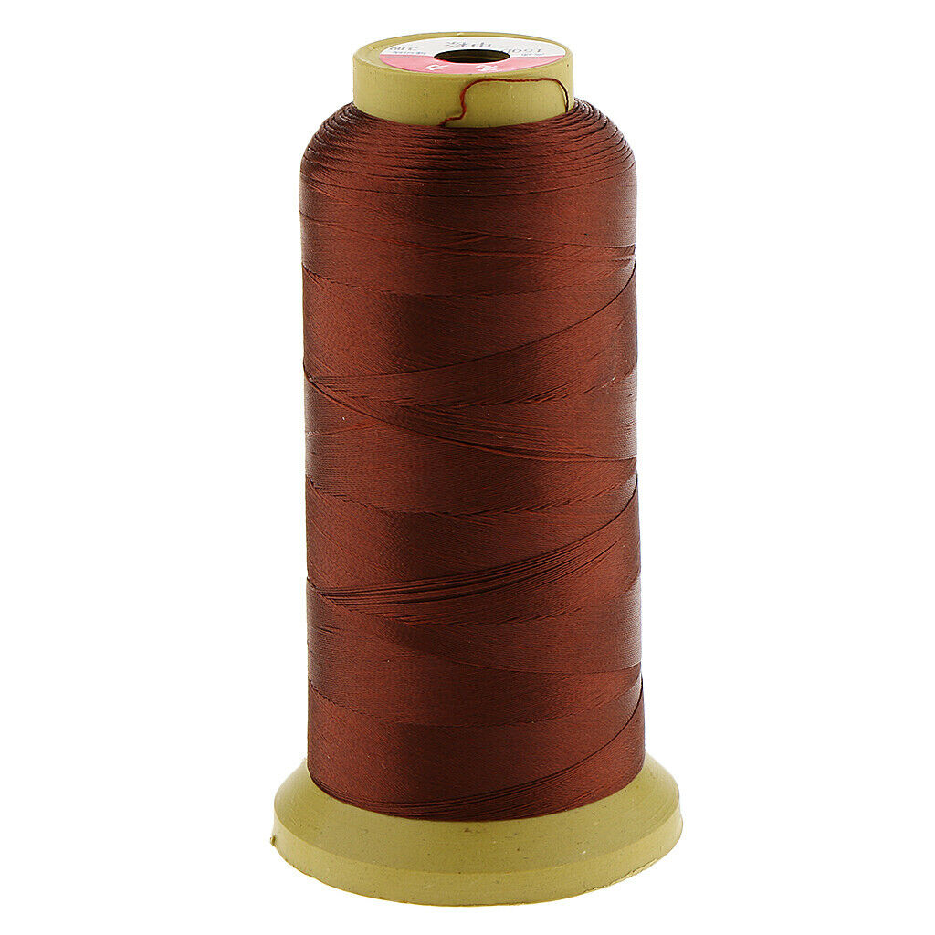 2 Rolls Red Bronze+Dark Brown Nylon Hair Weaving Thread Spool For Wig Making