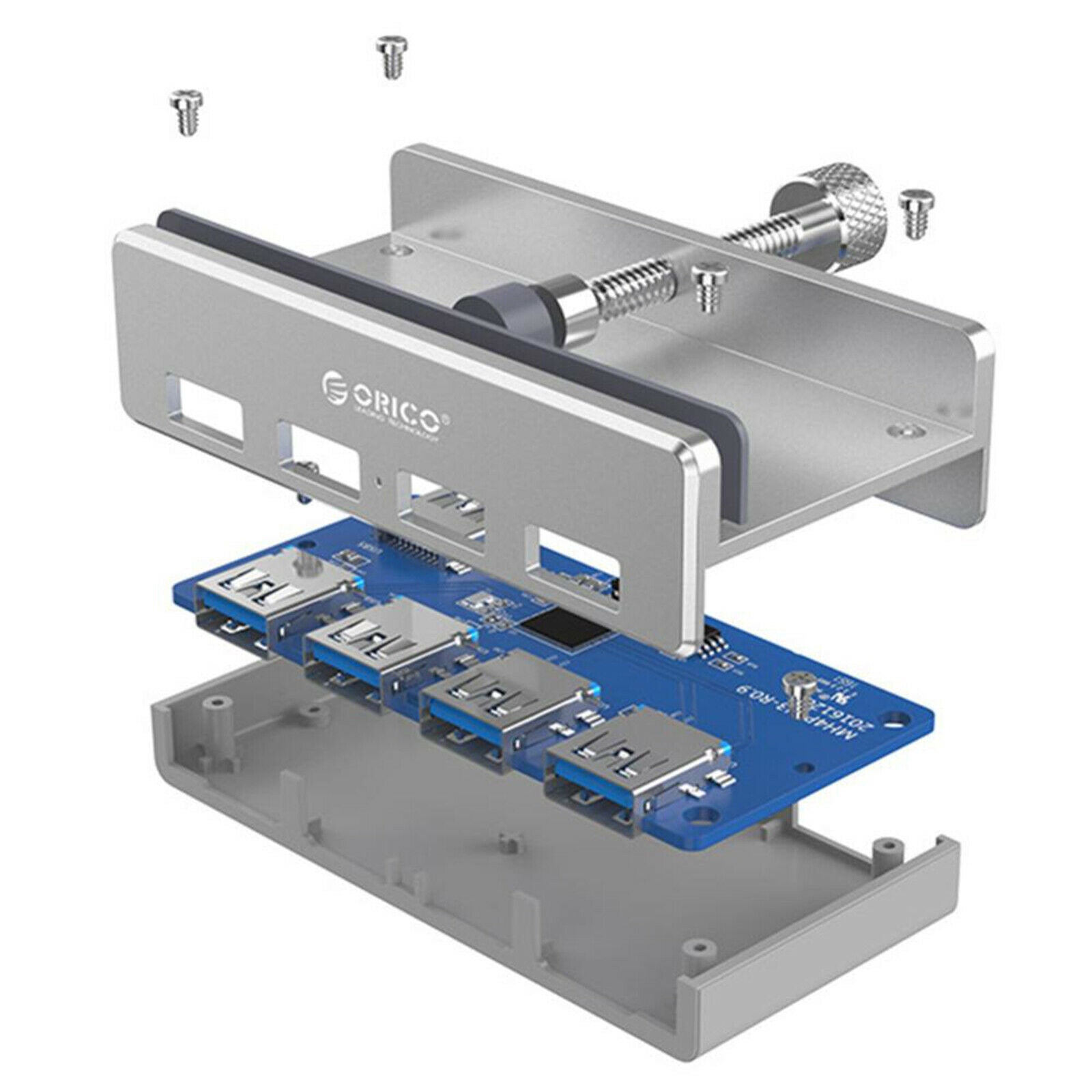 Portable Metal MH4PU 4 Ports USB 3.0 HUB Desk-Edge Splitter for PC Laptop