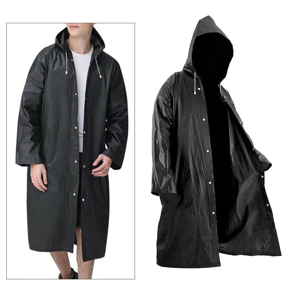 Packable Long Hooded Rain Jacket Waterproof Lightweight Raincoat Poncho