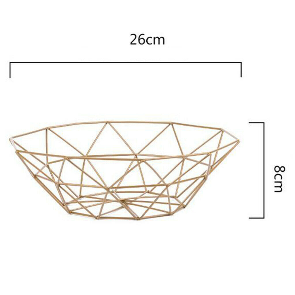 2pcs Fruit Bowl Basket Copper Wire Geometric Design with Modern Styling