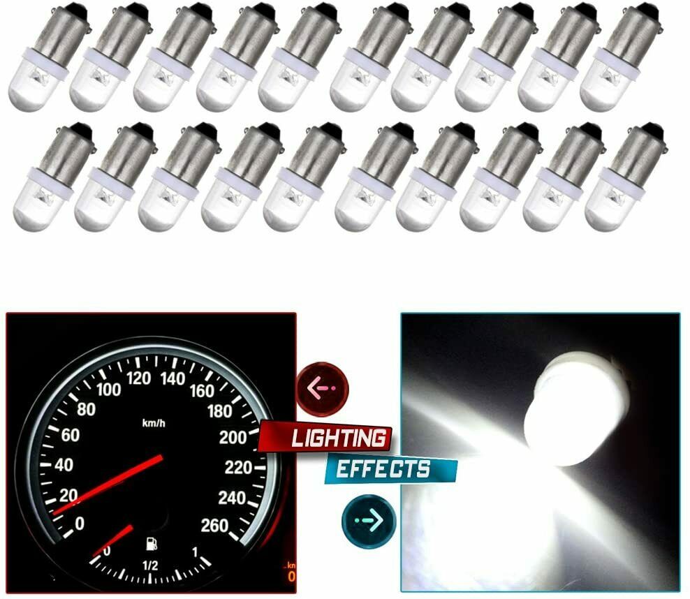 20Pcs BA9S 1895 T4W 53 57 Instrument LED Light Bulbs For Car Map Lamp 12V White