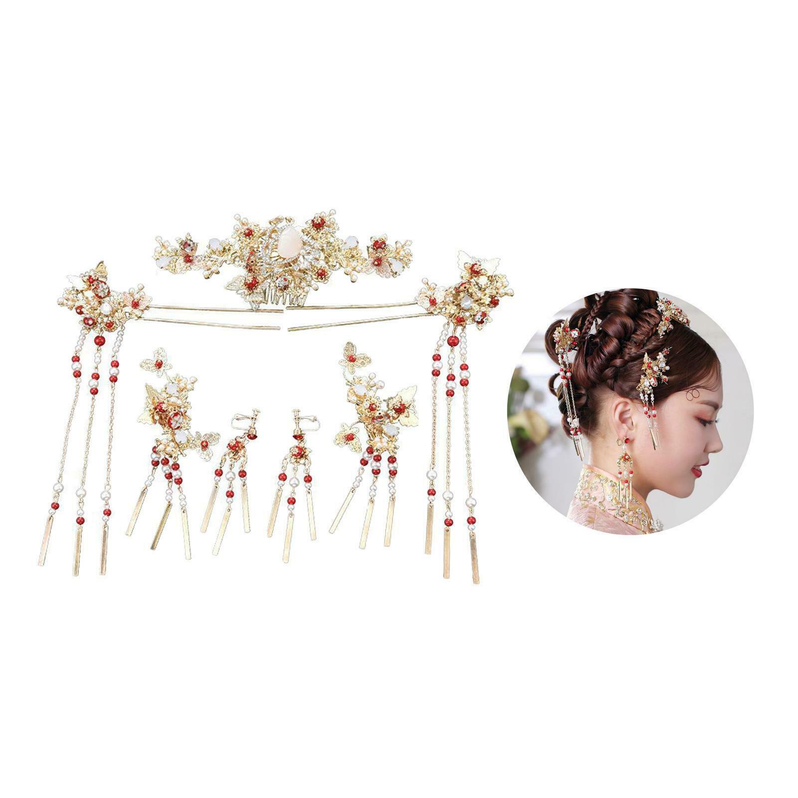 Handmade Chinese Golden Hairpin Head Jewelry Wedding Headdress Headwear