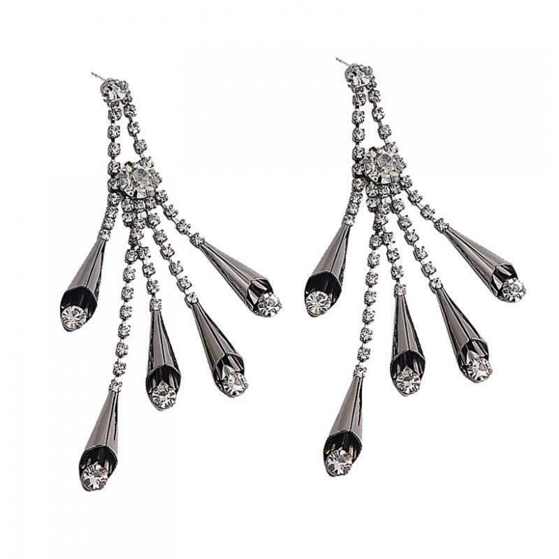 Alloy Elegant Women Ear Stud Charming Long Ear Stud As Described Black