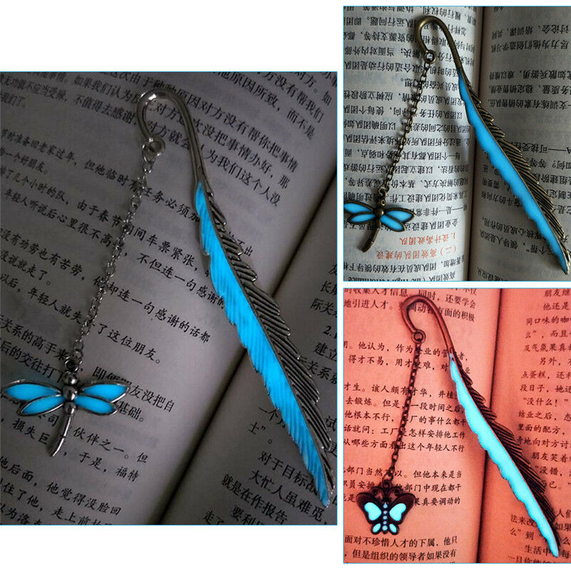 1XLuminous Night Dragonfly BookmarkLabel Read Maker BookMark StationerySilveA KX