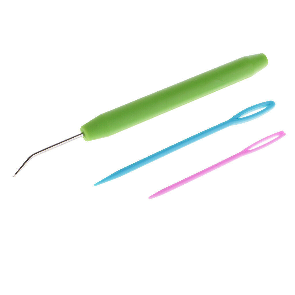 Plastic Handle Knitting Loom Hook & 2pcs Plastic Needles Set Knitting Tools