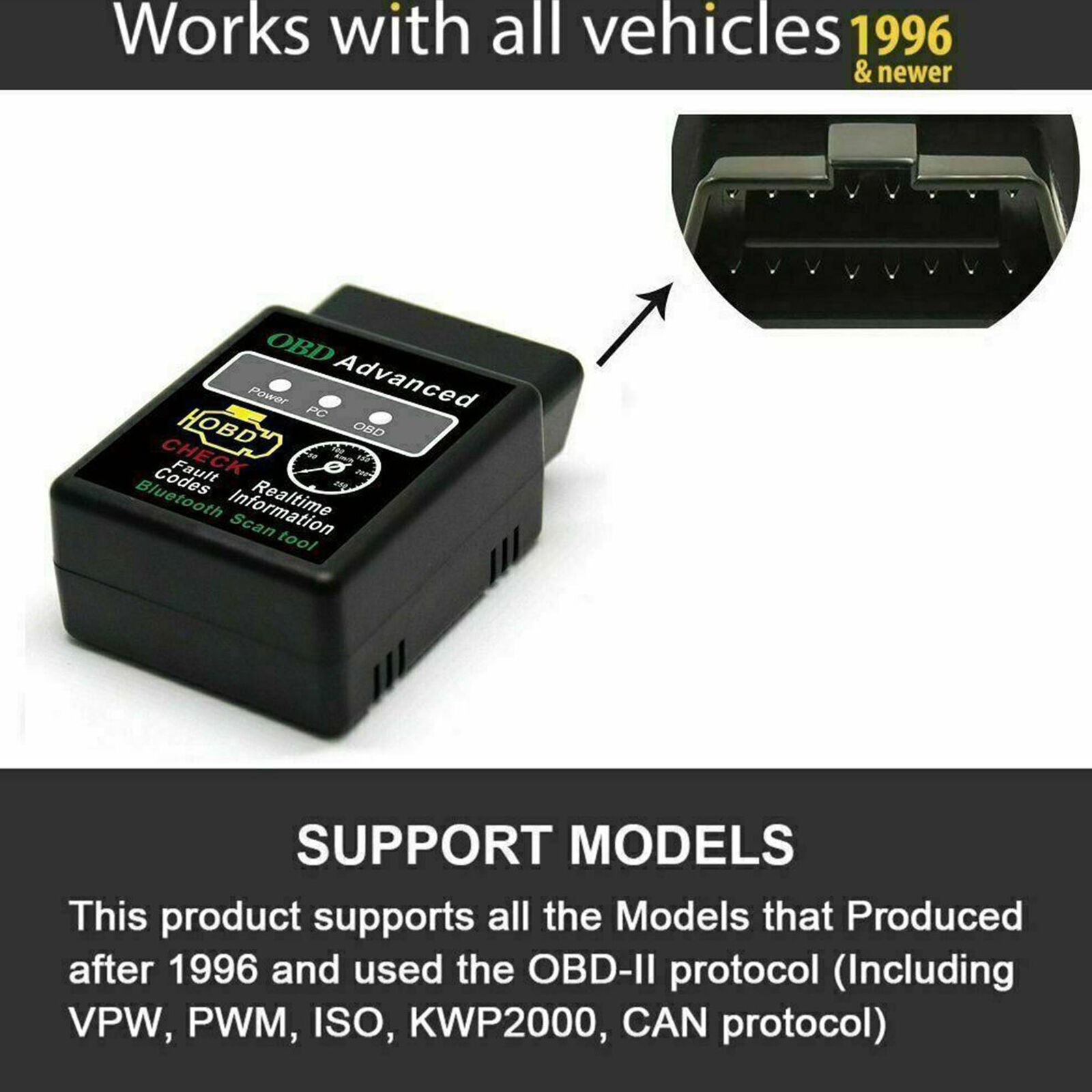 OBD2 Car Bluetooth Code Scanner Reader ELM 327 Automotive Diagnostic Tool OBDII
