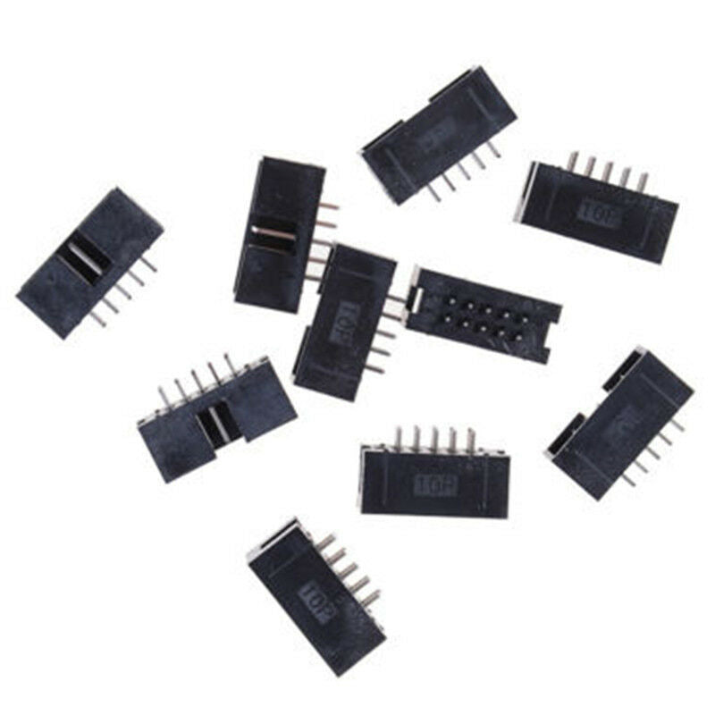 10PCS DC3 10P 2.54mm 2x5 Pin 10 Pin Straight Male Shrouded Header IDC Sock.l8