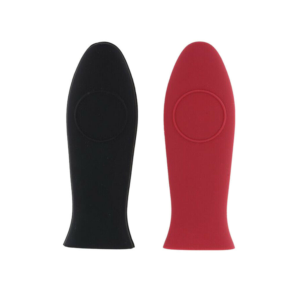 2pcs Silicone Pot Pan Handle Saucepan Holder Sleeve Slip Cover - Red & Black