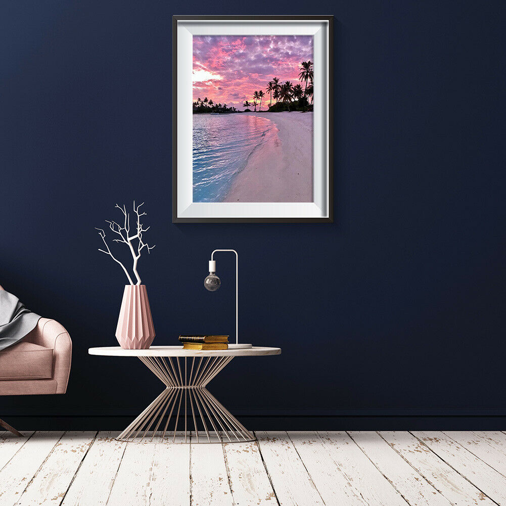5D DIY Diamond Painting Seaside Sunset Glow Full Drill Landscape Picture @