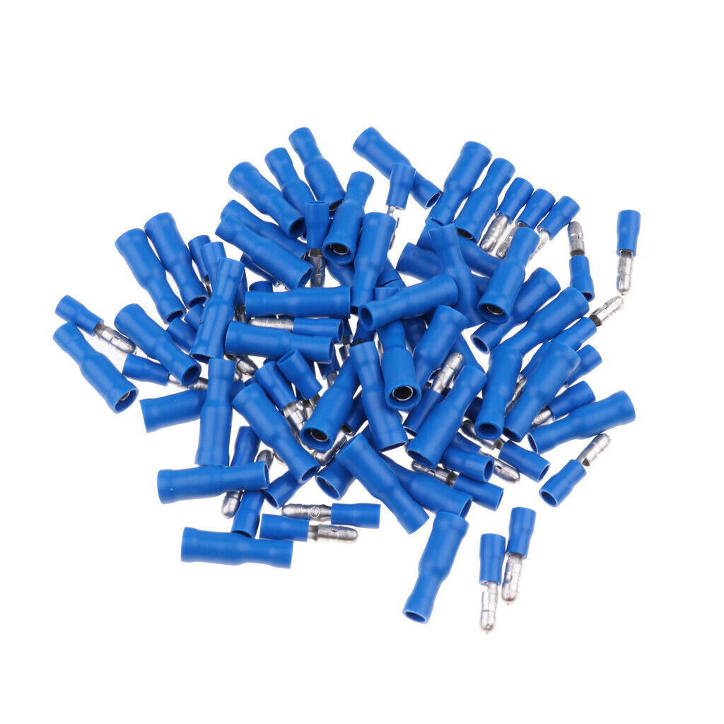 100 Pieces 16-14Gauge Insulated Wire Terminals Wire Crimp Connector Blue