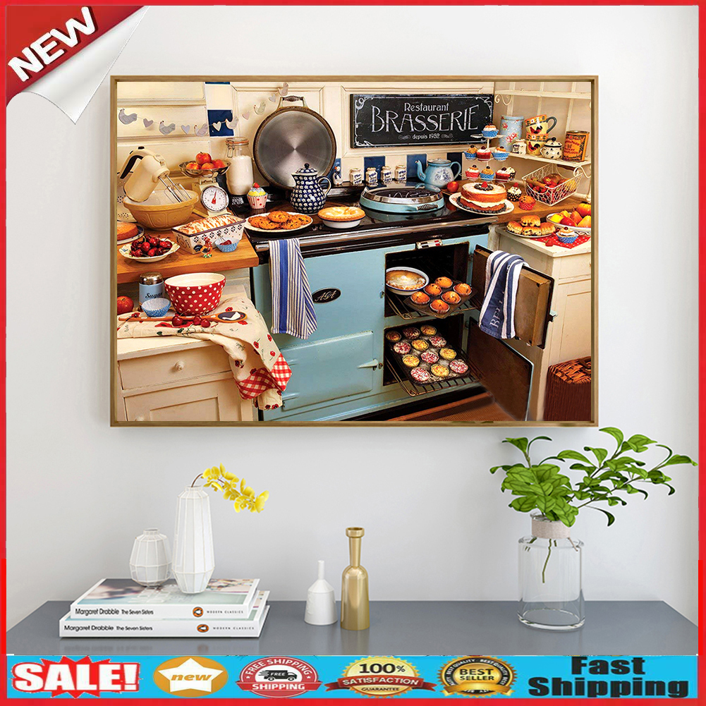 Mosaic Kitchen Pattern 5D DIY Full Drill Diamond Painting Cross Stitch Kit @