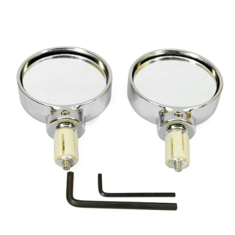2PCS Universal Motorcycle Rearview Mirrors Side Mirror 7/8" Bar End Side Glass