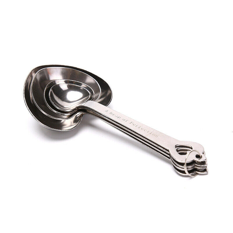 One Set of Four Sweet Heart Shaped Measuring Spoons Wedding Luxury Dinner.l8
