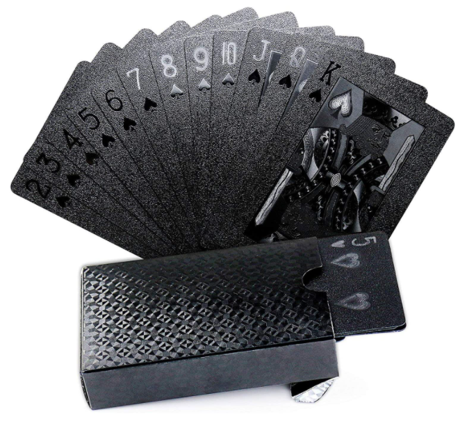 Black Foil Poker Playing Cards Waterproof Deck of Cards with Gift Box