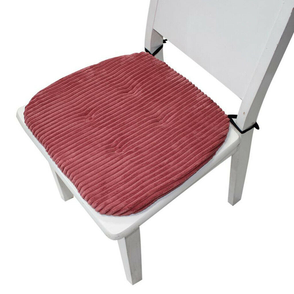 Stripe Cushion Square Cotton Chair Pads with Ties Soft Seat Pads Wine Red