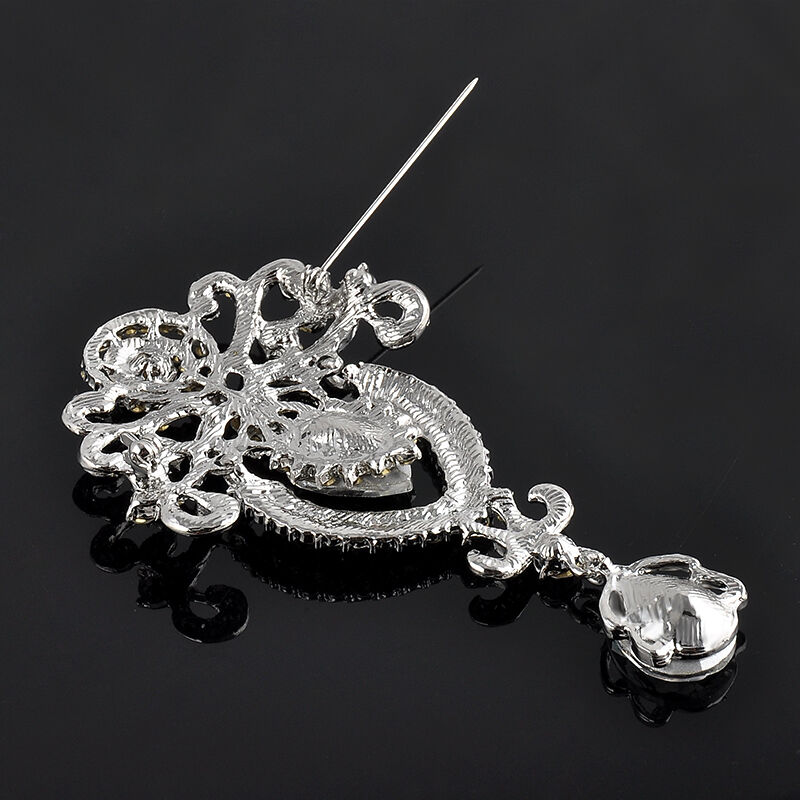 Large Flower Bridal Brooch Rhinestone Crystal Diamante Wedding Broach Pin Gift