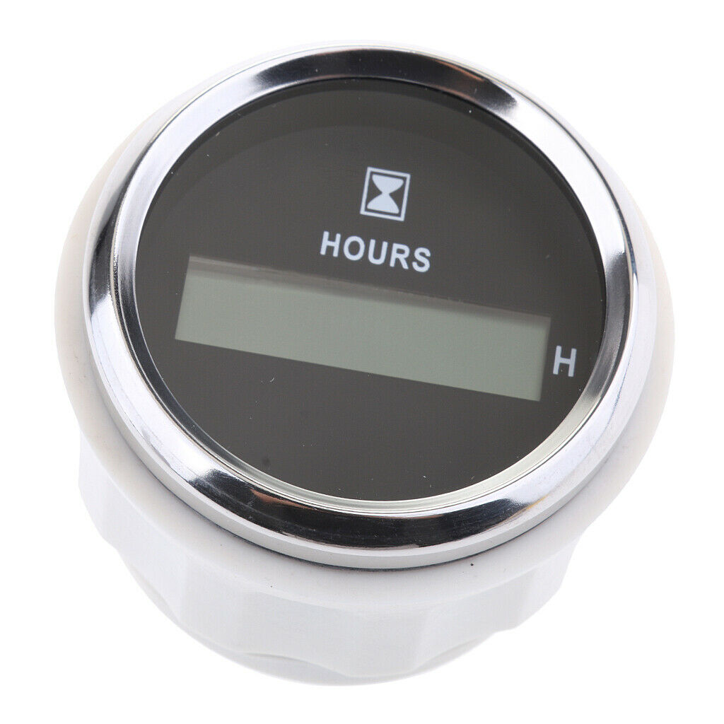 Black 2" Round Engine Hour Meter Counter Timer Gauge for Car ATV Boat Truck