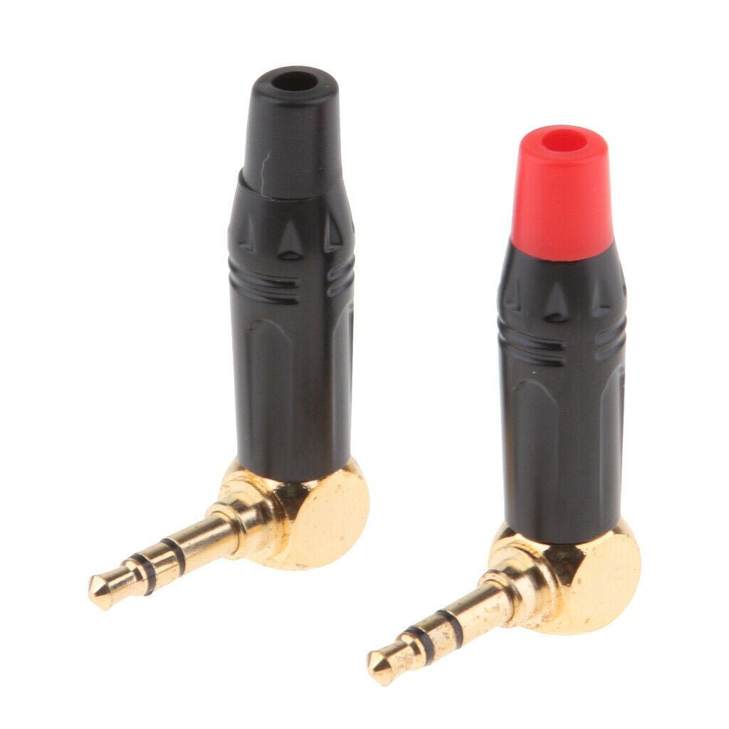 2x 90° 3.5mm 3Pole Male Repair Earphones Audio Solder   Plug Adapter