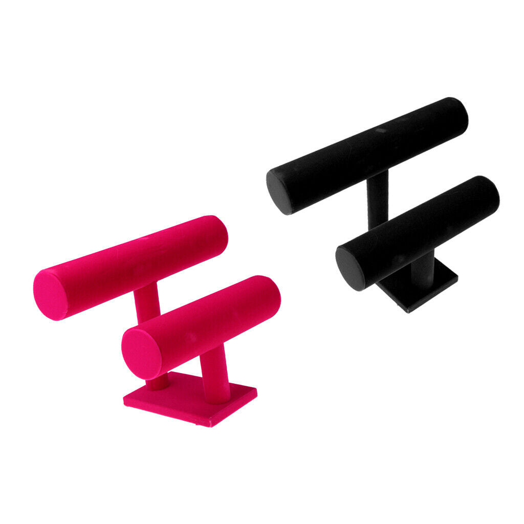 2Pcs 2-Tier Jewelry Hard Display Stand Holder Bracelet Chain Watch T-bar Hot
