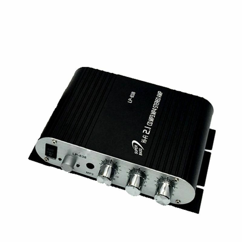 Lepy LP-838 20W Mini HiFi BASS 2.1 Car Home Audio Amplifier Mobile PC Player 12V