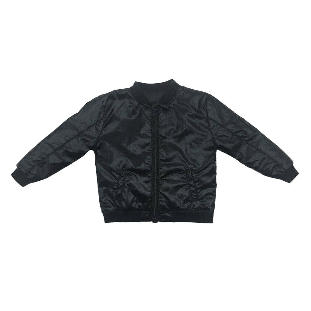 1/6 Scale Faux Leather Long Sleeve Jacket For 12'' Action Figures Black