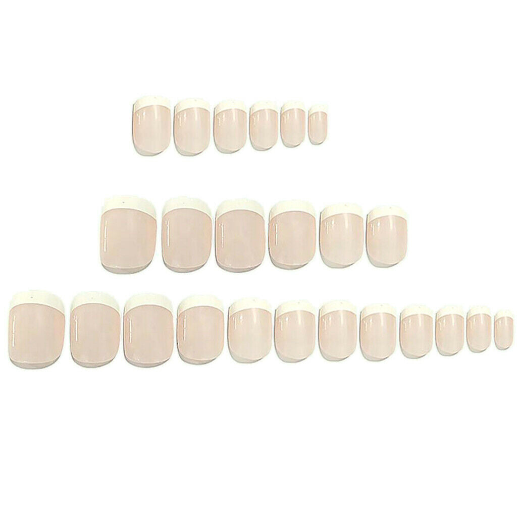 24Pcs Professional French False Nails Tips Natural Nails 12 Sizes for Nail