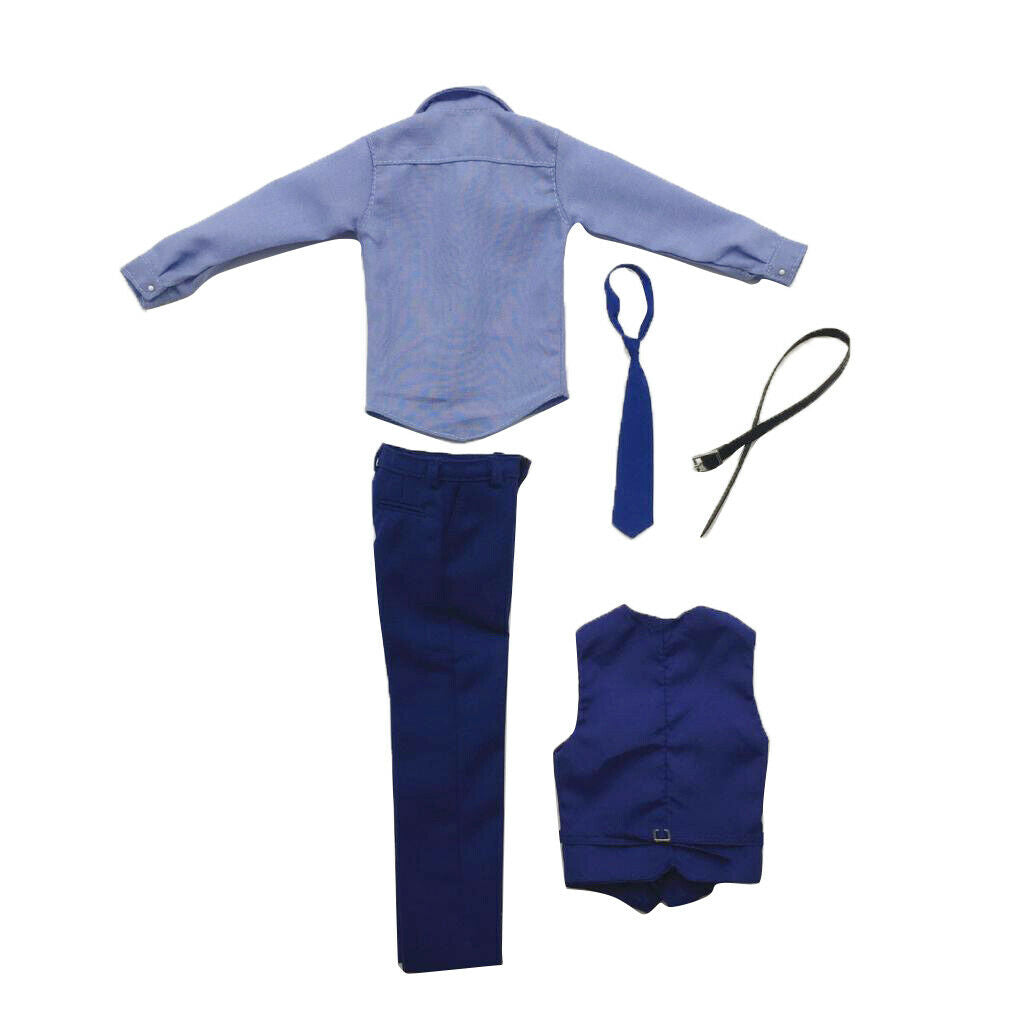 1/6 Male Shirt Pant Suit with Tie And Belt Clothing Kit for 12 Inch Action