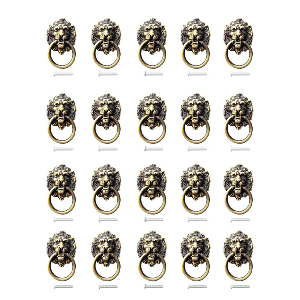 20Pcs Lion Head Knob Pull Handle for Dresser Drawer Cabinet Jewelry Box with