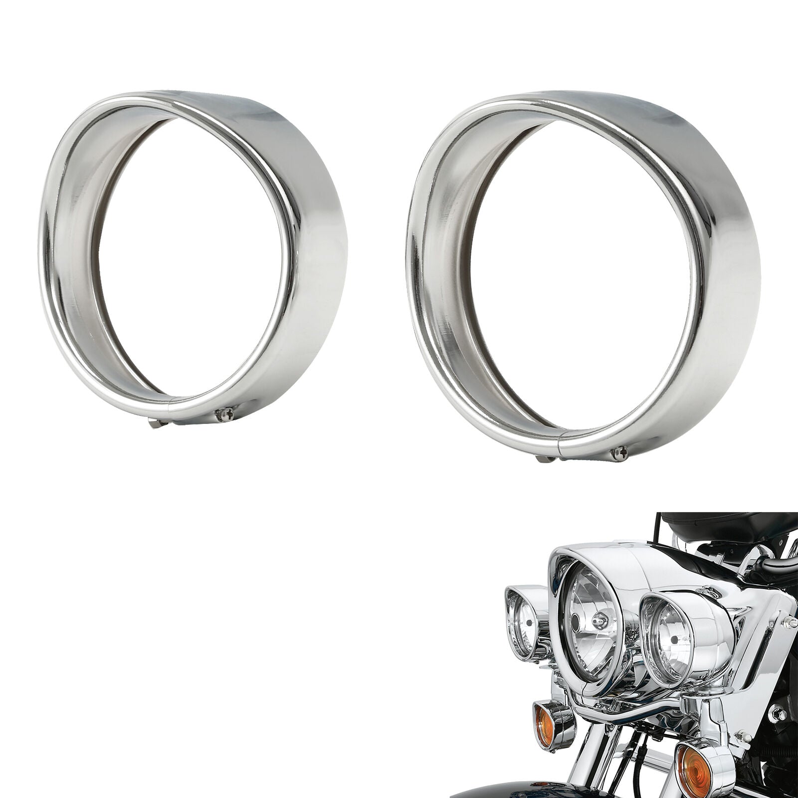 Motorcycle Chrome Headlight Lamp Trim Ring Fit For 4.5" Sealed Beam Headlight