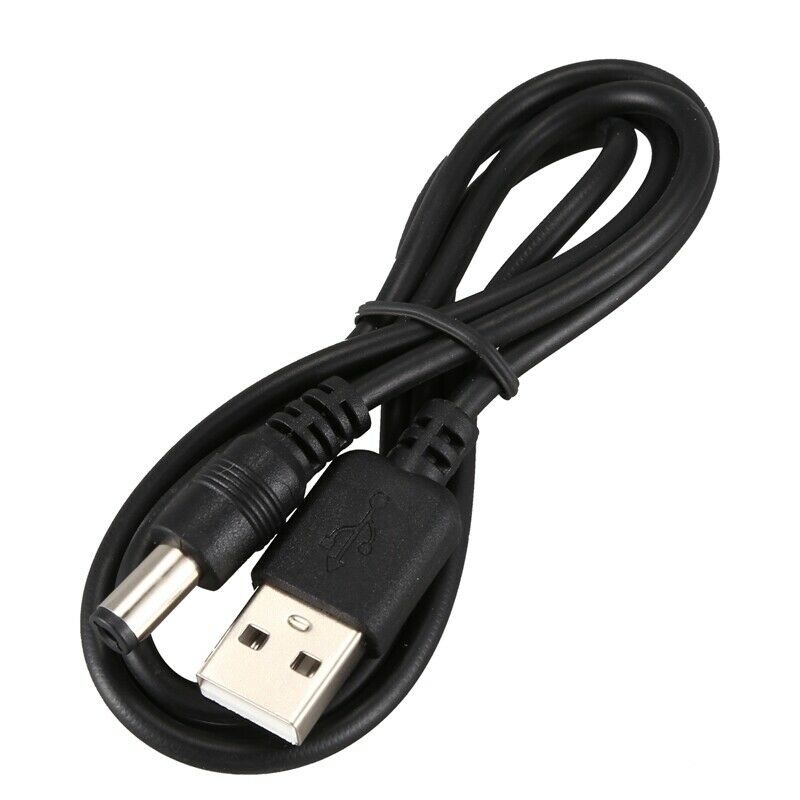 USB Cable 5.5mm / 2.1mm 5V DC Barrel Jack Power Cable (Black, 75cm) F6P5