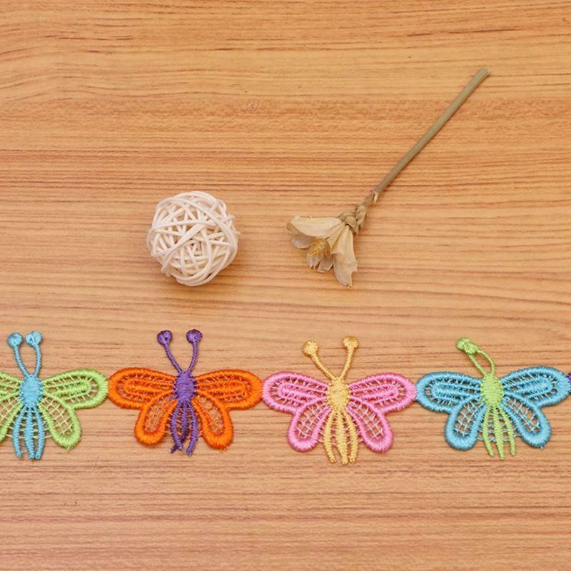 15 Yards Colorful Butterfly Decorating Lace Embroidered Trim Ribbon DIY Applique
