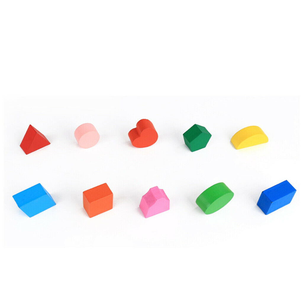 Montessori Wooden Geometry Blocks Match & Number Count Kids Educational Toys