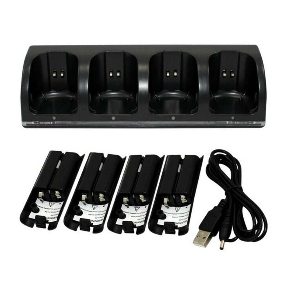 4 in 1 Charger Dock for Wii Remote, Remote Control Charger Docking Station with