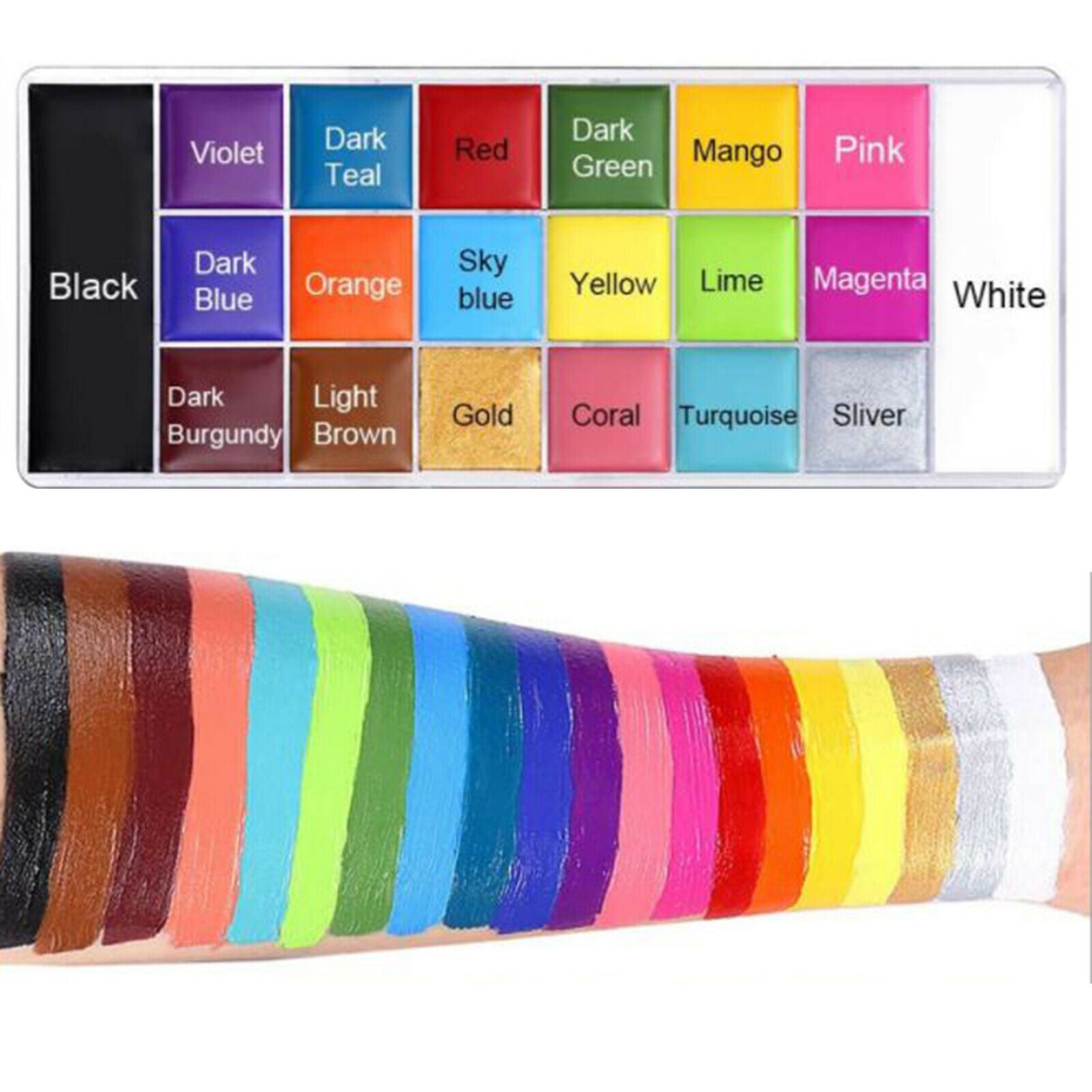 20 Colors Face Body Painting Oil Palette, Safe Kids Flash Painting, Oil Based