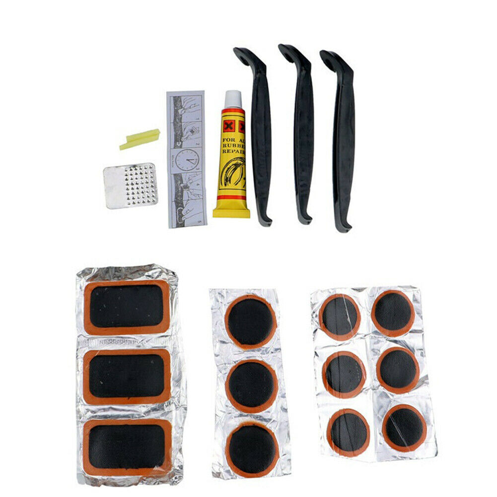 Portable Mountain Bike Tire Repair Tools Kit Patch Tyre Lever Glue Tool Set @